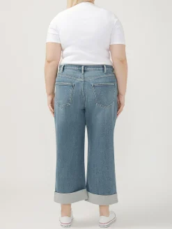 Be Easy High Rise Wide Leg Cropped Jeans Plus Size