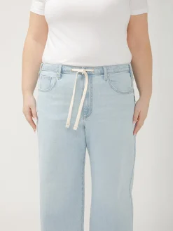Be Easy Straight Leg Drawstring Jeans Plus Size
