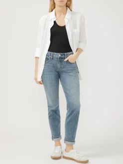 Boyfriend Mid Rise Slim Leg Jeans