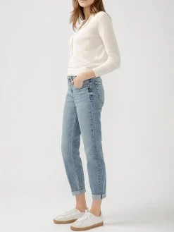 Boyfriend Mid Rise Slim Leg Luxe Stretch Jeans
