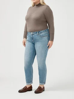 Boyfriend Mid Rise Slim Leg Luxe Stretch Jeans Plus Size