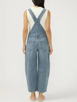 Denim Barrel Leg Overalls