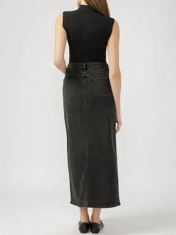Front-Slit Maxi Jean Skirt