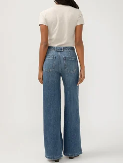 Highly Desirable High Rise Belted Ultra Wide Leg Jeans