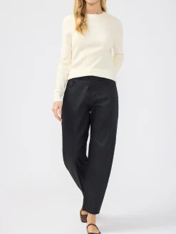 High Rise Slim Barrel Leg Coated Jeans