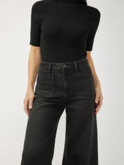High Rise Wide Leg Ankle Jeans