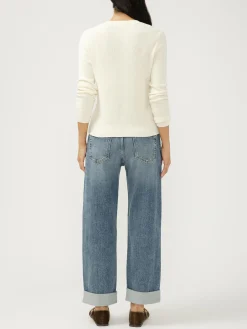 Relaxed Mid Rise Straight Leg Ankle Jeans