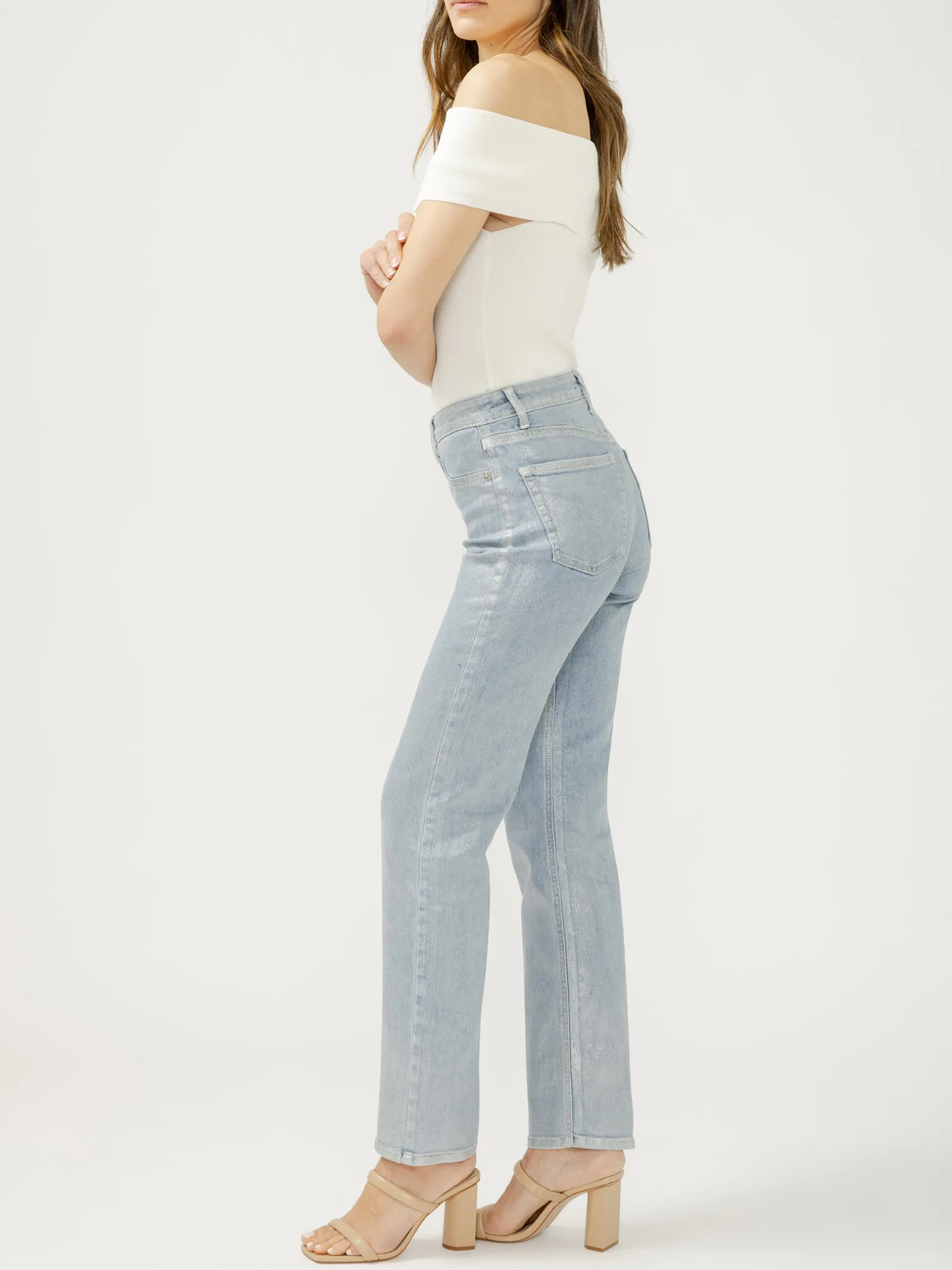 Silver Coated Isbister High Rise Straight Leg Jeans